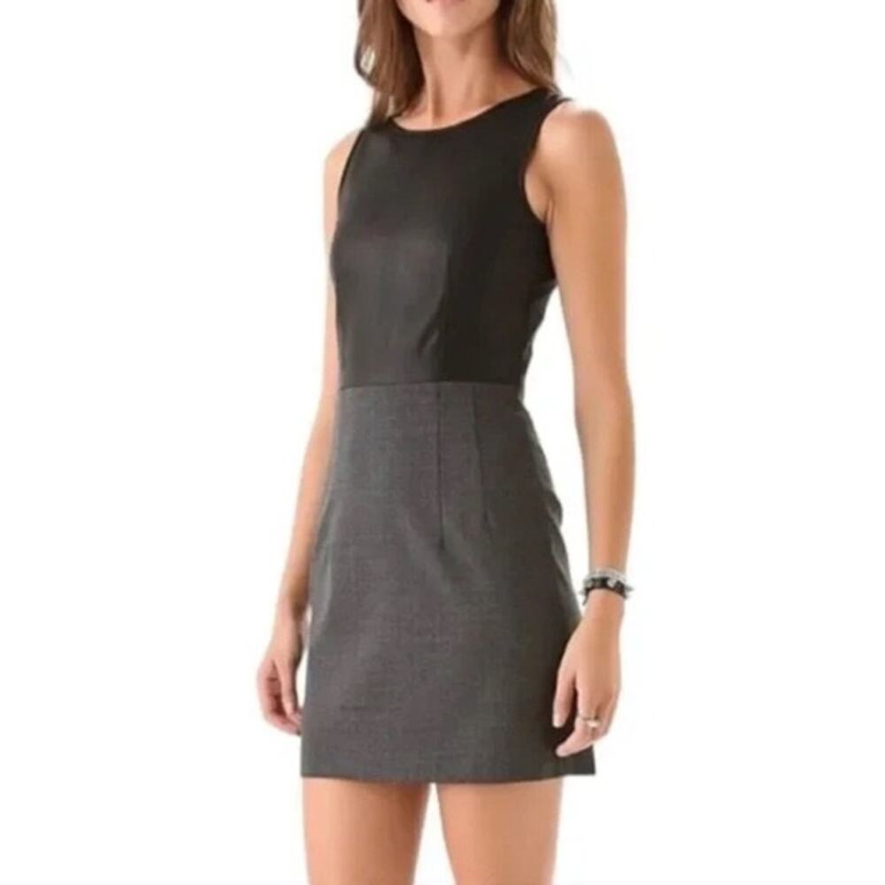 NWT Theory Tirionne Leather Bodice Wool Skirt Sleeveless Sheath Dress Sz 12